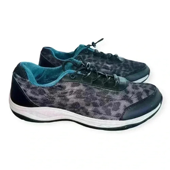 Vionic Shoes Women 9 Neptune 9003 Black Leopard Arch Support Sneakers - Picture 1 of 5